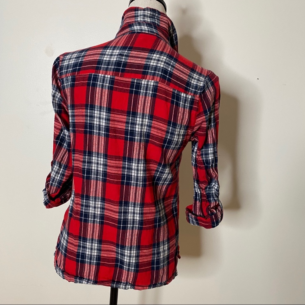 RED Plaid Flannel Tartan Button-Down Shirt - Picture 6 of 12